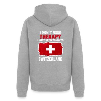 Schweiz - Unisex Premium Bio Zip Hoodie - Grau meliert - Hinten - Nico (187cm)