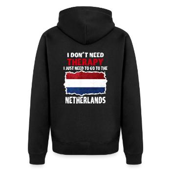 Netherlands - Unisex Premium Organic Zip Hoodie - black - Back - Nico (187cm)