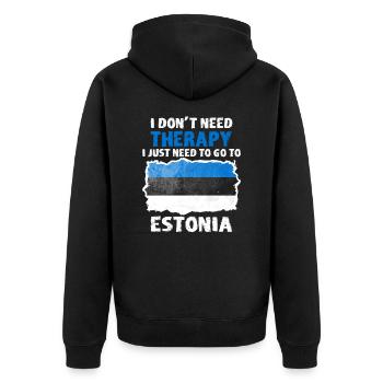 Estland - Unisex Premium Bio Zip Hoodie - Schwarz - Hinten - Nico (187cm)