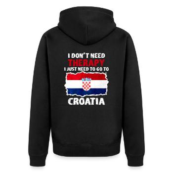 Kroatien - Unisex Premium Bio Zip Hoodie - Schwarz - Hinten - Nico (187cm)