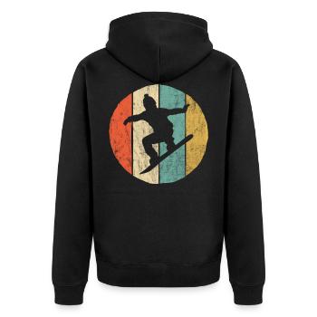 Cadeau d'amusement rétro Vintage Snowboarder Sports d'hiver - Veste à capuche bio Premium Unisexe - noir - Dos - Nico (187cm)
