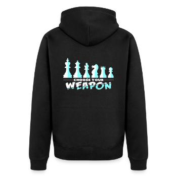 Schach - Unisex Premium Bio Zip Hoodie - Schwarz - Hinten - Nico (187cm)