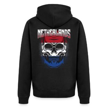 Netherlands - Unisex Premium Organic Zip Hoodie - black - Back - Nico (187cm)