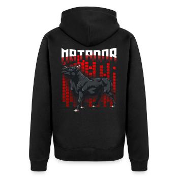 bull - Unisex Premium Organic Zip Hoodie - black - Back - Nico (187cm)