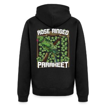 Papagei - Unisex Premium Bio Zip Hoodie - Schwarz - Hinten - Nico (187cm)