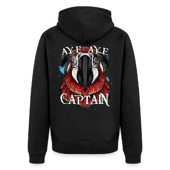 Aye Aye Captain Pirate Parrot Pet Gift - Unisex Premium Organic Zip Hoodie - black - Back - Nico (187cm)