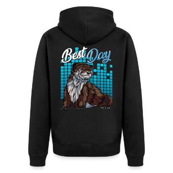 Modern pothole otter | Forest dweller gift - Unisex Premium Organic Zip Hoodie - black - Back - Nico (187cm)