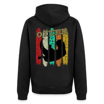 Retro Style Vintage Seeotter Wassermarder Geschenk - Unisex Premium Bio Zip Hoodie - Schwarz - Hinten - Nico (187cm)