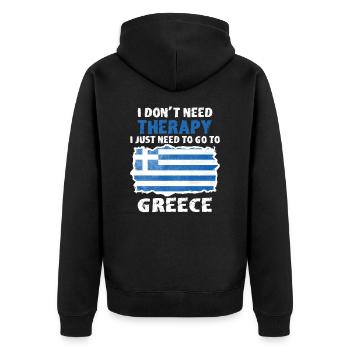 Greece - Unisex Premium Organic Zip Hoodie - black - Back - Nico (187cm)