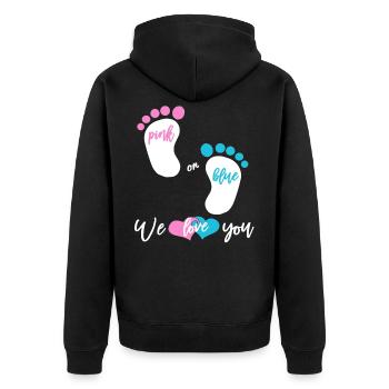 Pink or blue girl or boy - Unisex Premium Organic Zip Hoodie - black - Back - Nico (187cm)