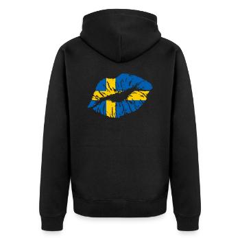 Sweden - Unisex Premium Organic Zip Hoodie - black - Back - Nico (187cm)