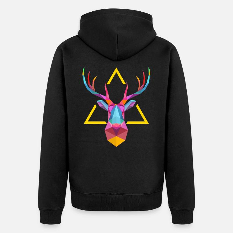 Hirschgeweih - Unisex Premium Bio Zip Hoodie - Schwarz