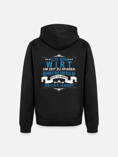Wirt - Unisex Premium Bio Zip Hoodie - Schwarz