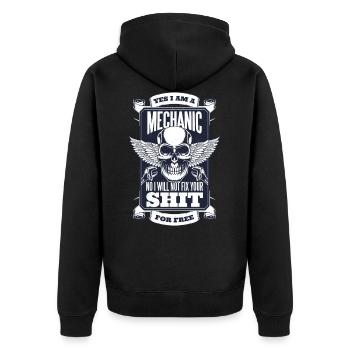 Mechanik Totenkopf Rock - Unisex Premium Bio Zip Hoodie - Schwarz - Hinten - Nico (187cm)