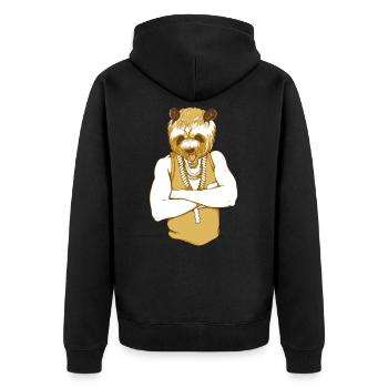 Bear gangster - Unisex Premium Organic Zip Hoodie - black - Back - Nico (187cm)