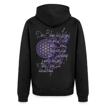 Poesie Kalligrafie Blume Des Lebens 2 - Unisex Premium Bio Zip Hoodie - Schwarz - Hinten - Nico (187cm)