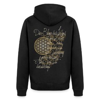 Poésie Calligraphie Fleur de Vie 3 - Veste à capuche bio Premium Unisexe - noir - Dos - Nico (187cm)