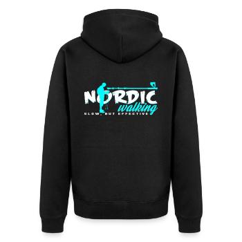 Nordic Walking - Unisex Premium Bio Zip Hoodie - Schwarz - Hinten - Nico (187cm)