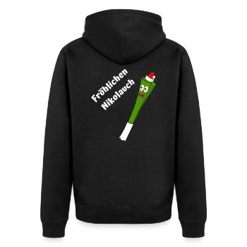 Fröhlichen Nikolauch - Unisex Premium Bio Zip Hoodie - Schwarz - Hinten - Nico (187cm)