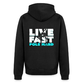 Pole Dance - Unisex Premium Bio Zip Hoodie - Schwarz - Hinten - Nico (187cm)