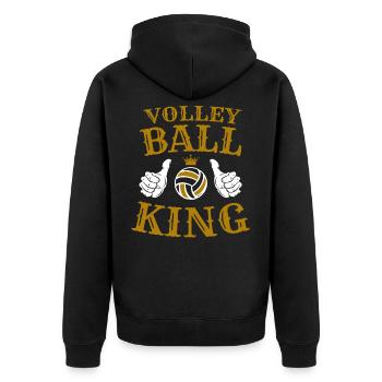 Volleyball King Volleyballer Volleyball spielen - Unisex Premium Bio Zip Hoodie - Schwarz - Hinten - Nico (187cm)