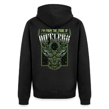 Modern deer head | Forest animal roebuck gift idea - Unisex Premium Organic Zip Hoodie - black - Back - Nico (187cm)