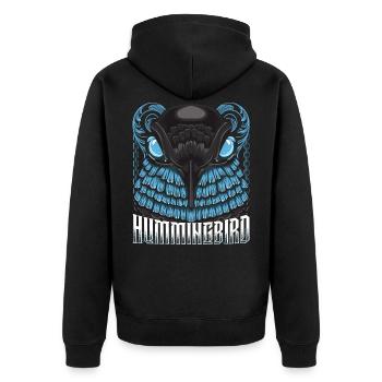 Kolibri - Unisex Premium Bio Zip Hoodie - Schwarz - Hinten - Nico (187cm)