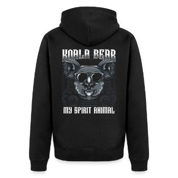 Koalabär - Unisex Premium Bio Zip Hoodie - Schwarz - Hinten - Nico (187cm)