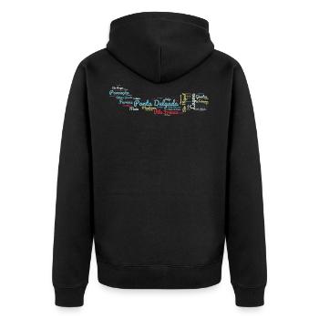 Ponta Delgada São Miguel Azoren - Unisex Premium Bio Zip Hoodie - Schwarz - Hinten - Nico (187cm)