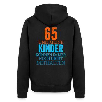 65th birthday - Unisex Premium Organic Zip Hoodie - black - Back - Nico (187cm)