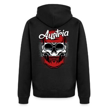 Austrian skull | Austria gift idea - Unisex Premium Organic Zip Hoodie - black - Back - Nico (187cm)