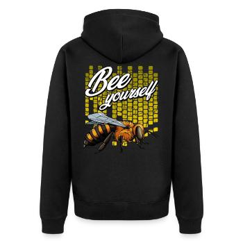Bee Yourself honey bee pun game insect gift - Unisex Premium Organic Zip Hoodie - black - Back - Nico (187cm)