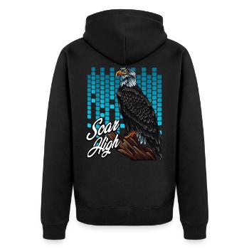 Modern Weißkopfseeadler Trendy Greifvogel Geschenk - Unisex Premium Bio Zip Hoodie - Schwarz - Hinten - Nico (187cm)