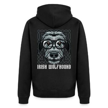 Nerdy Irish Wolfhound | Cool glasses gift - Unisex Premium Organic Zip Hoodie - black - Back - Nico (187cm)
