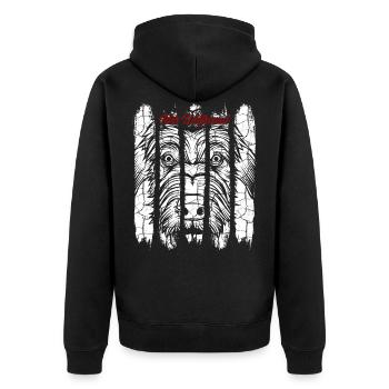 Irischer Wolfshund - Unisex Premium Bio Zip Hoodie - Schwarz - Hinten - Nico (187cm)