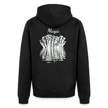 Magische Pilze - Unisex Premium Bio Zip Hoodie - Schwarz - Hinten - Nico (187cm)