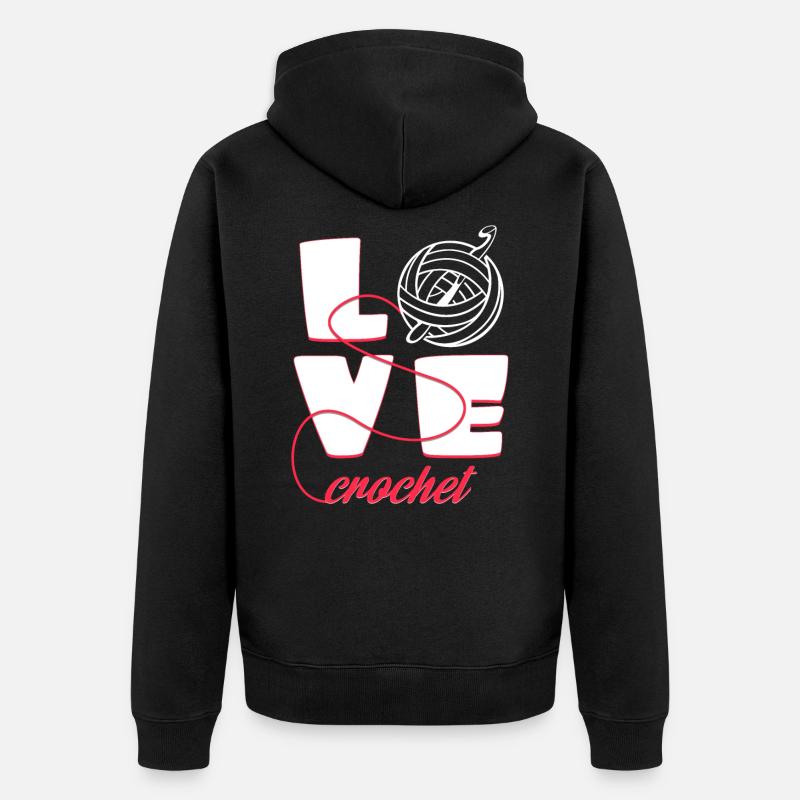 Häkeln - Unisex Premium Bio Zip Hoodie - Schwarz