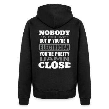 Elektriker - Unisex Premium Bio Zip Hoodie - Schwarz - Hinten - Nico (187cm)