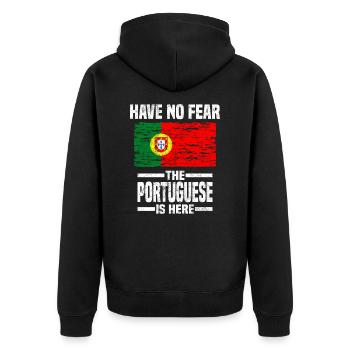 Portugal - Unisex Premium Organic Zip Hoodie - black - Back - Nico (187cm)