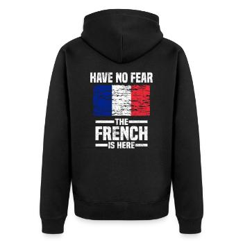 France Français Français cadeau - Veste à capuche bio Premium Unisexe - noir - Dos - Nico (187cm)