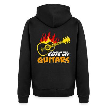 Gitarren - Unisex Premium Bio Zip Hoodie - Schwarz - Hinten - Nico (187cm)