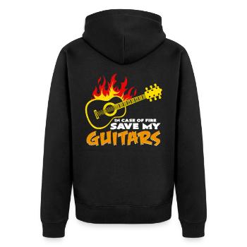 En cas d'incendie, économisez mes guitares | Cadeau de guitare - Veste à capuche bio Premium Unisexe - noir - Dos - Nico (187cm)