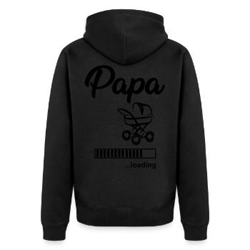 Papa loading 3- werdender Papa - Unisex Premium Bio Zip Hoodie - Schwarz - Hinten - Nico (187cm)