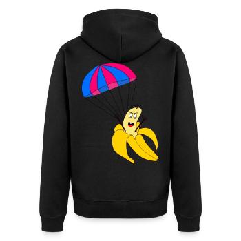 Parachute banana parachute jump gift idea - Unisex Premium Organic Zip Hoodie - black - Back - Nico (187cm)