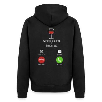 Wine - Unisex Premium Organic Zip Hoodie - black - Back - Nico (187cm)