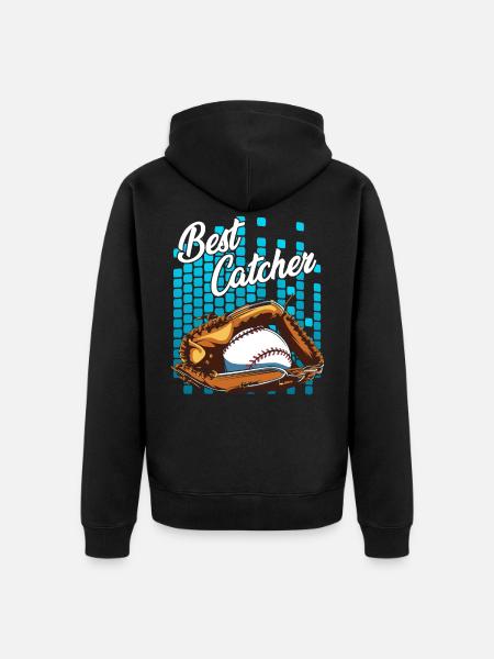 Baseballspieler - Unisex Premium Bio Zip Hoodie - Schwarz