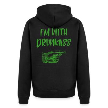 Betrunken Alkohol Bier Wodka Kleeblatt Irland Idee - Unisex Premium Bio Zip Hoodie - Schwarz - Hinten - Nico (187cm)