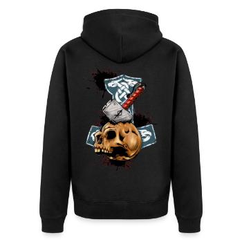 Skull with hammer Thor man woman child - Unisex Premium Organic Zip Hoodie - black - Back - Nico (187cm)