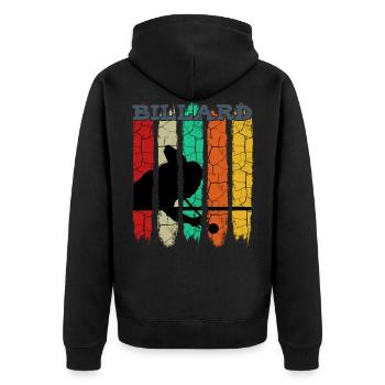 Vintage Retro Billard Silhouette | Pool Geschenk - Unisex Premium Bio Zip Hoodie - Schwarz - Hinten - Nico (187cm)