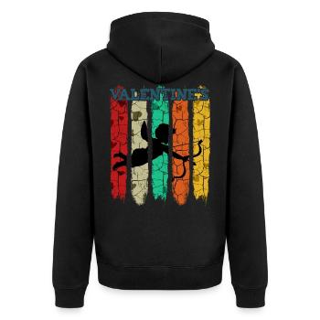 Cupidon de style rétro vintage | Cadeau Saint Valentin - Veste à capuche bio Premium Unisexe - noir - Dos - Nico (187cm)